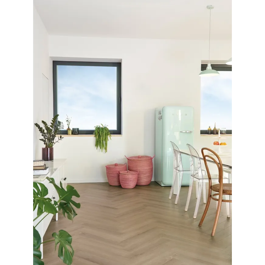 Rakinamos vinilinės grindys eglute Parquetvinyl Sava Herringbone Almond SAV HB-2254-IB