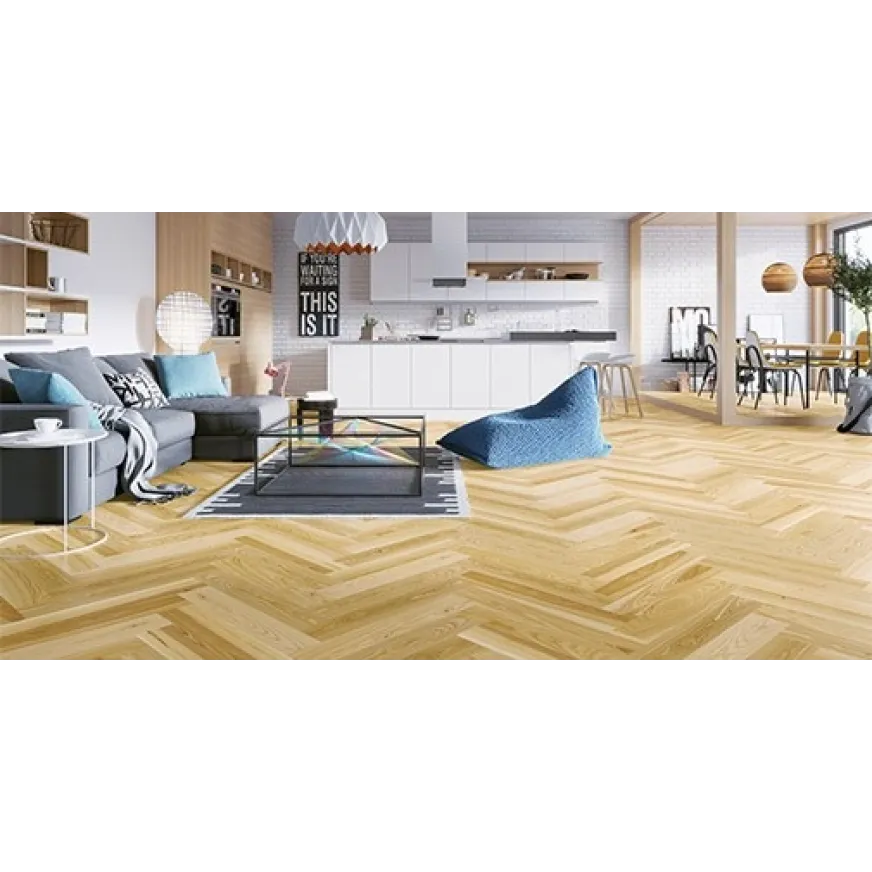Parketlentės eglute Barlinek Herringbone 130 Auric Ash