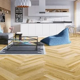 Parketlentės eglute Barlinek Herringbone 130 Auric Ash