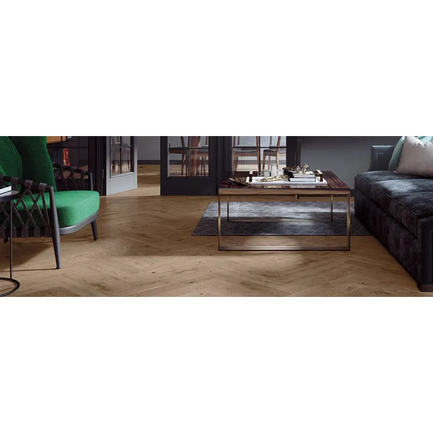 Ąžuolo parketlentės eglute Barlinek Herringbone 110 Serene Oak