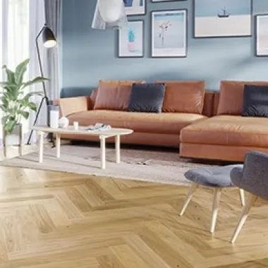 Ąžuolo parketlentės eglute Barlinek Herringbone 110 Caramel Oak