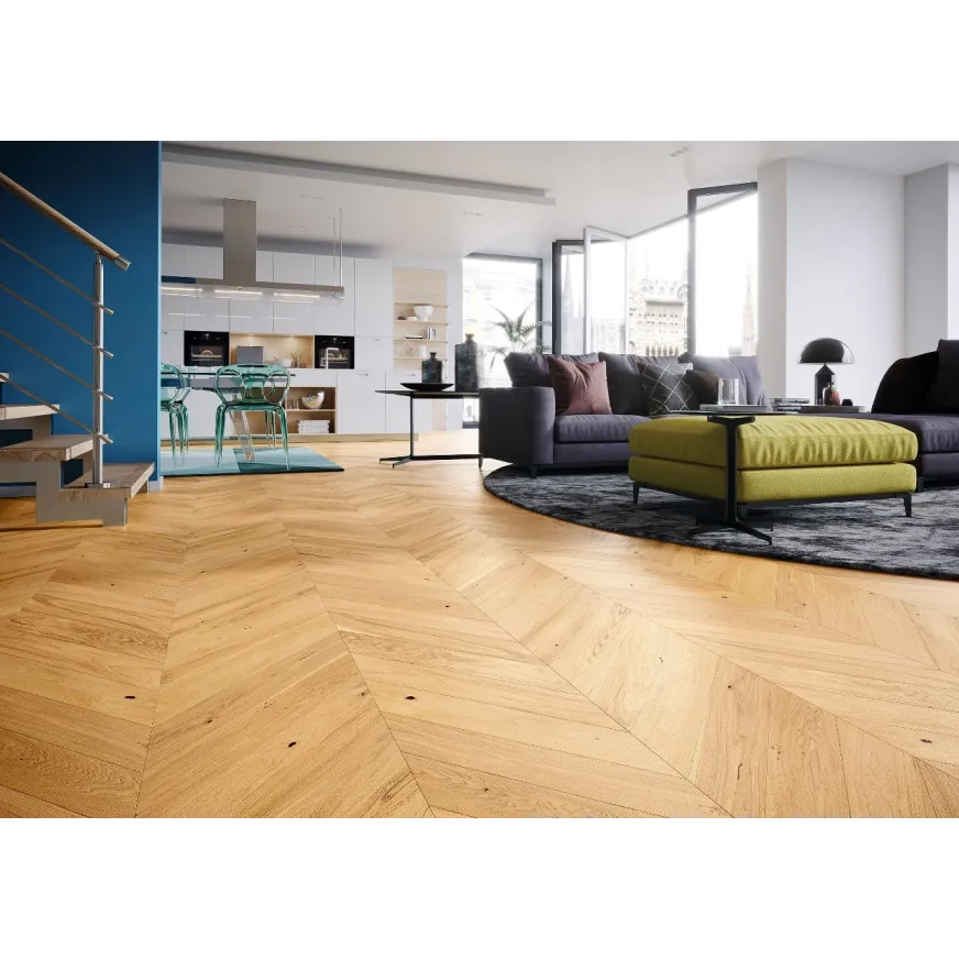 Ąžuolo parketlentės prancūziška eglute Barlinek French Herringbone Caramel Oak Chevron