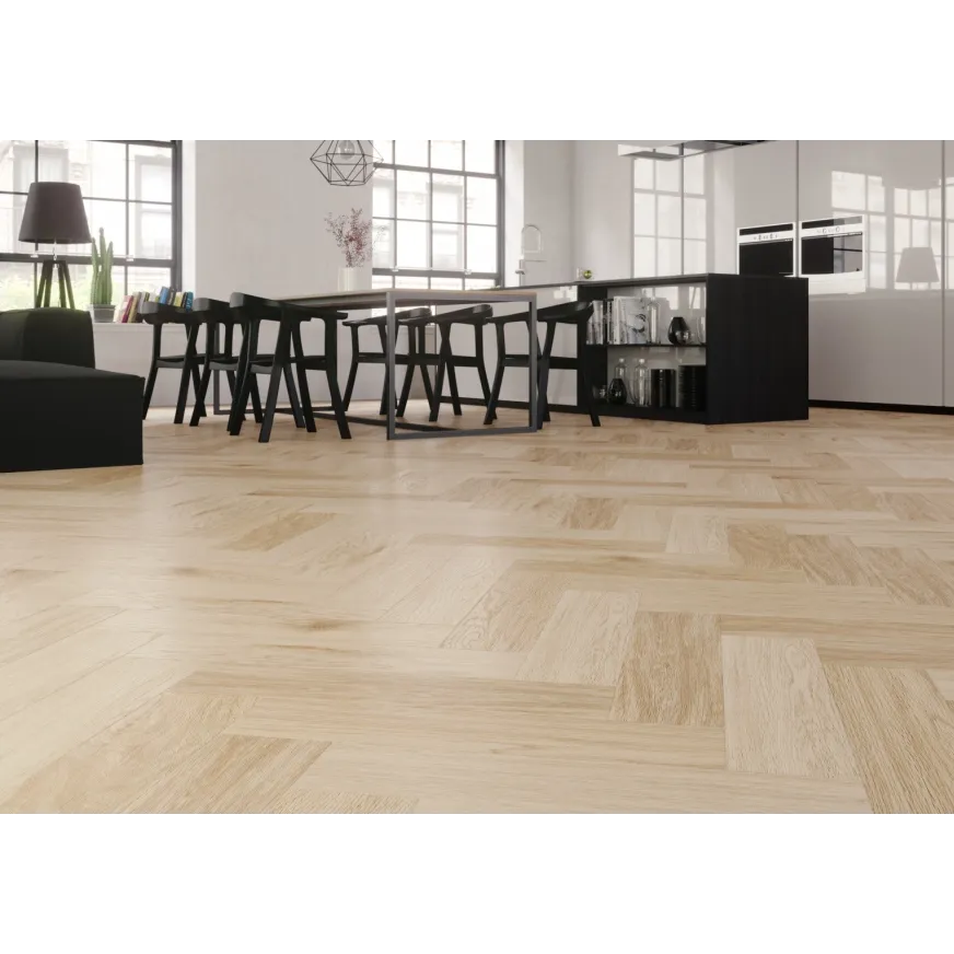 Klijuojamos vinilinės grindys eglute Arbiton Amaron Herringbone Mineral Dryback DA 158 Harlow Oak