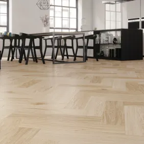Klijuojamos vinilinės grindys eglute Arbiton Amaron Herringbone Mineral Dryback DA 158 Harlow Oak