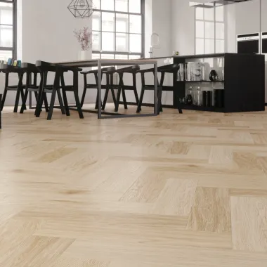 Klijuojamos vinilinės grindys eglute Arbiton Amaron Herringbone Mineral Dryback DA 158 Harlow Oak