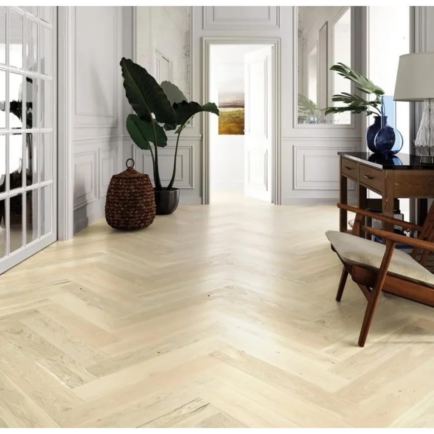 Ąžuolo parketlentės eglute Barlinek Herringbone 130 Bianco