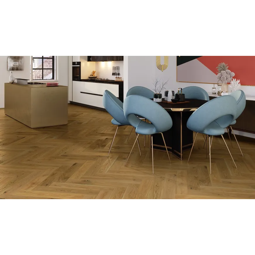 Ąžuolo parketlentės eglute Barlinek Herringbone 130 Mainland Oak