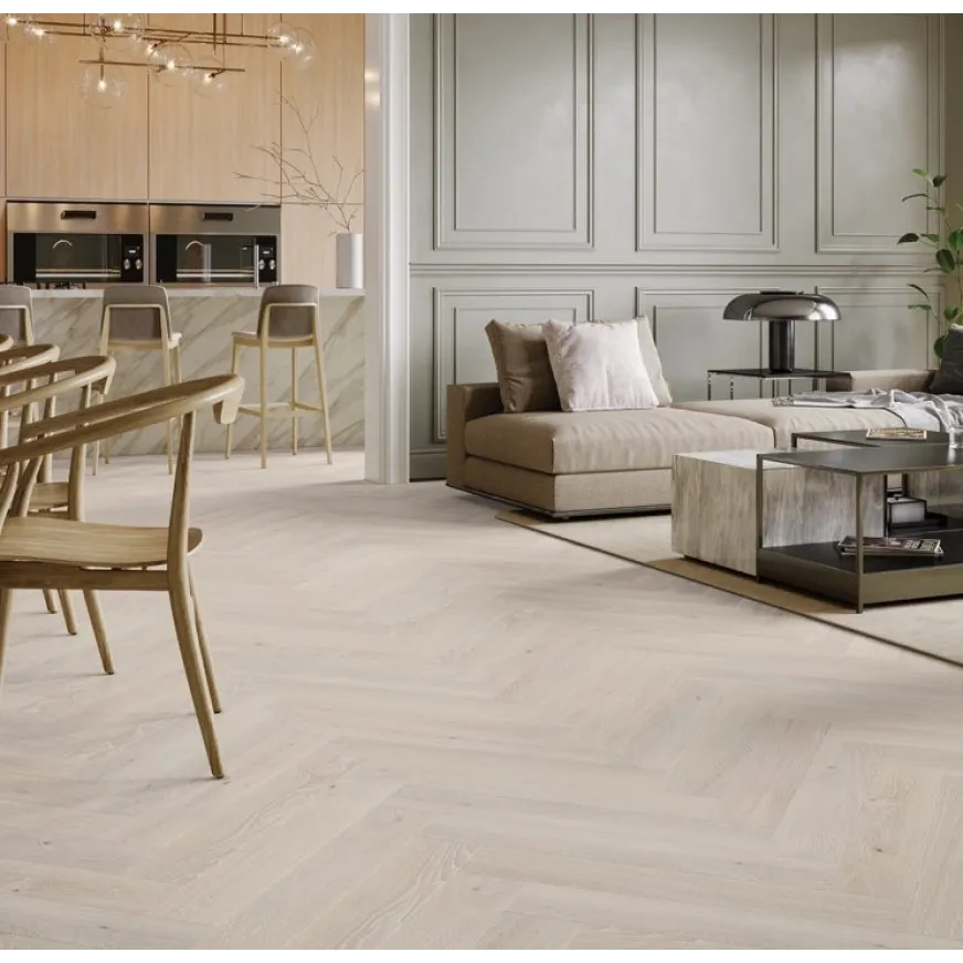 Ąžuolo parketlentės eglute Barlinek Herringbone 130 Pudding Oak