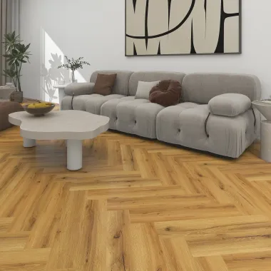 Rakinamos vinilinės grindys eglute Designer Collection Herringbone DC074 Smoked Oak