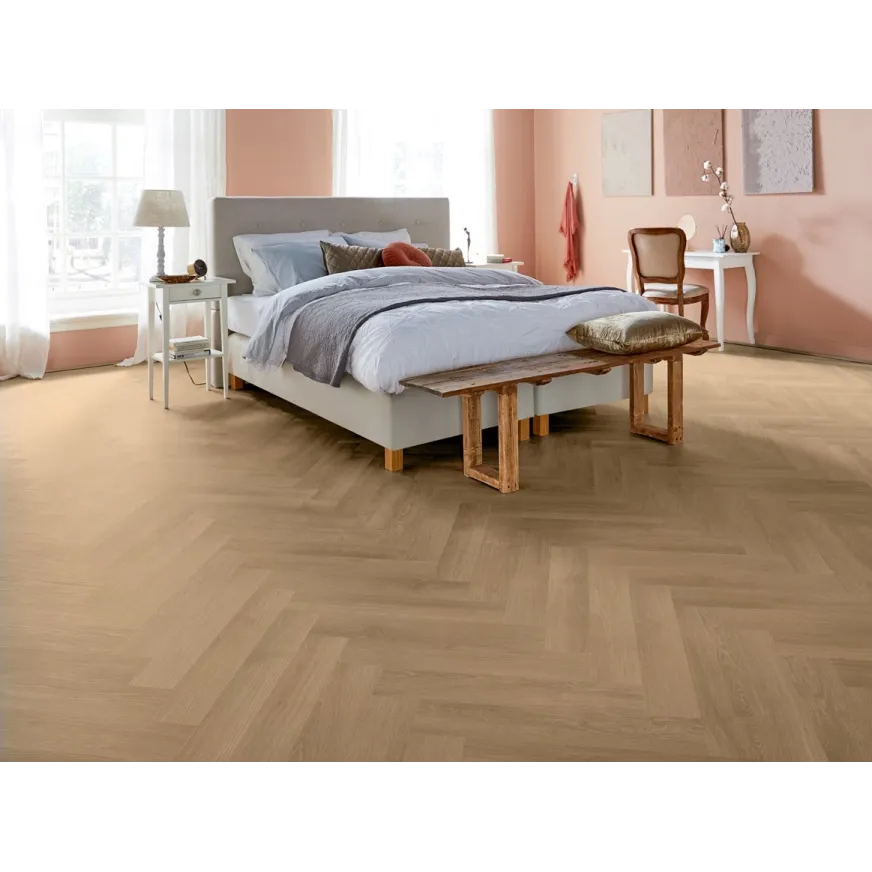 Rakinamos vinilinės grindys eglute mFLOR Solcora+ 55-05 Parva River Oak 56429 Tarn
