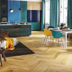 Parketlentės eglute Barlinek Herringbone 180 Grand Caramel Classic