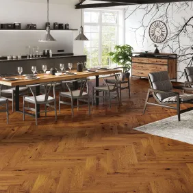 Ąžuolo parketlentės eglute Barlinek Herringbone 180 Grand Brown Sugar