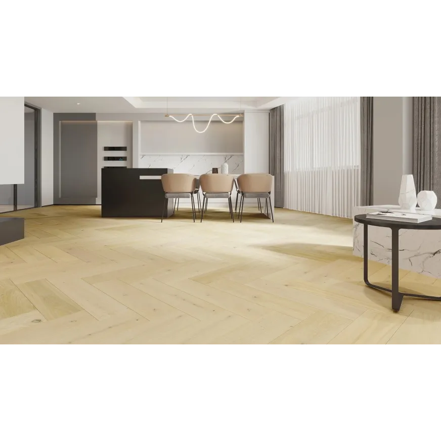 Ąžuolo parketlentės eglute Barlinek Herringbone 180 Bianco Oak
