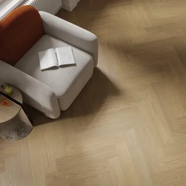 Rakinamos vinilinės grindys eglute Barlinek Next Step Herringbone DP5000024 Antic Oak