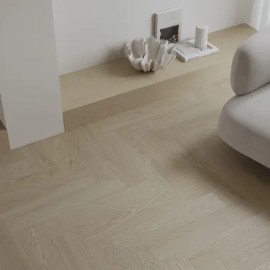 Rakinamos vinilinės grindys eglute Barlinek Next Step Herringbone DP5000026 Flax Oak