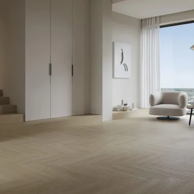 Rakinamos vinilinės grindys eglute Barlinek Next Step Herringbone DP5000025 Flax Oak