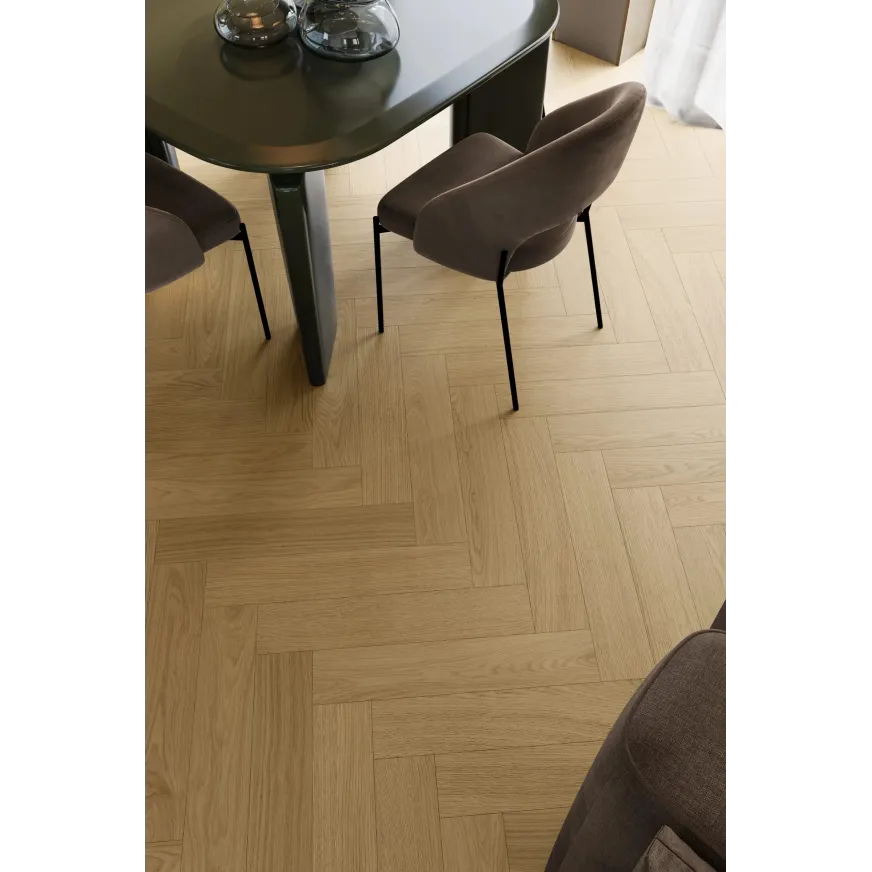 Rakinamos vinilinės grindys eglute Barlinek Next Step Herringbone DP5000035 Cream Oak