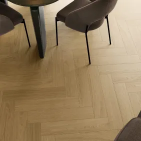 Rakinamos vinilinės grindys eglute Barlinek Next Step Herringbone DP5000035 Cream Oak