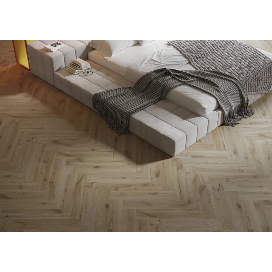 Rakinamos vinilinės grindys eglute Barlinek Next Step Herringbone DP5000031 Desert Oak