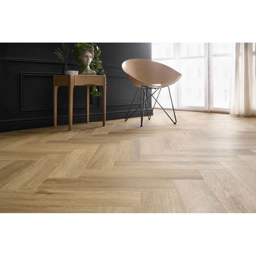 Rakinamos vinilinės grindys eglute Arbiton Amaron Herringbone EIR Acoustic CASA 208 Burbon Oak